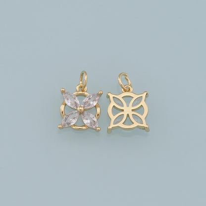 Gold Flower Charms,18K Gold Filled Flower Pendant,Silver Flower Charm Bracelet Necklace for DIY Jewelry Making Supply