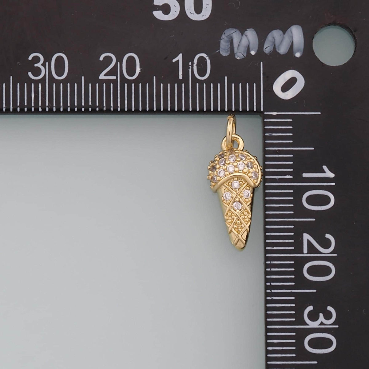 Gold Ice Cream Charms,18K Gold Filled CZ Ice Cream Pendant,Cute Ice Cream Charm Bracelet Necklace for DIY Jewelry Making Supp