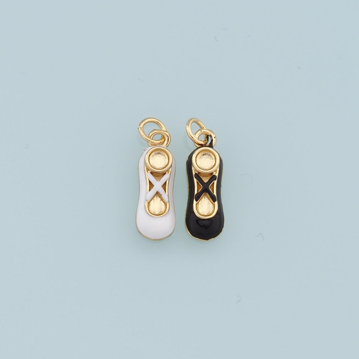 Gold Ballerina Shoes Dangle Charms,18K Gold Filled Enamel Flat Shoes Pendant,Shoes Charm Bracelet Necklace for DIY Jewelry Ma