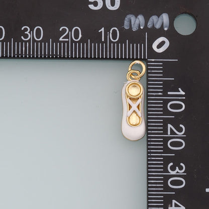 Gold Ballerina Shoes Dangle Charms,18K Gold Filled Enamel Flat Shoes Pendant,Shoes Charm Bracelet Necklace for DIY Jewelry Ma