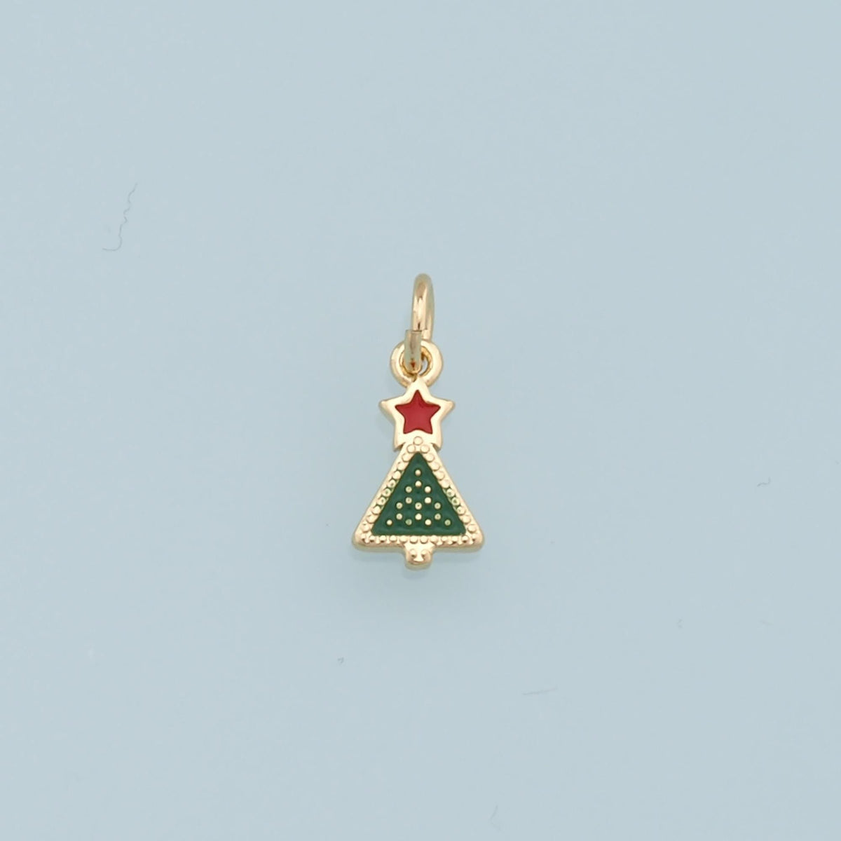 Gold ChristmasCharms,18K Gold Filled Christmas Tree Pendant Charm Bracelet Necklace for DIY Jewelry Making Supply