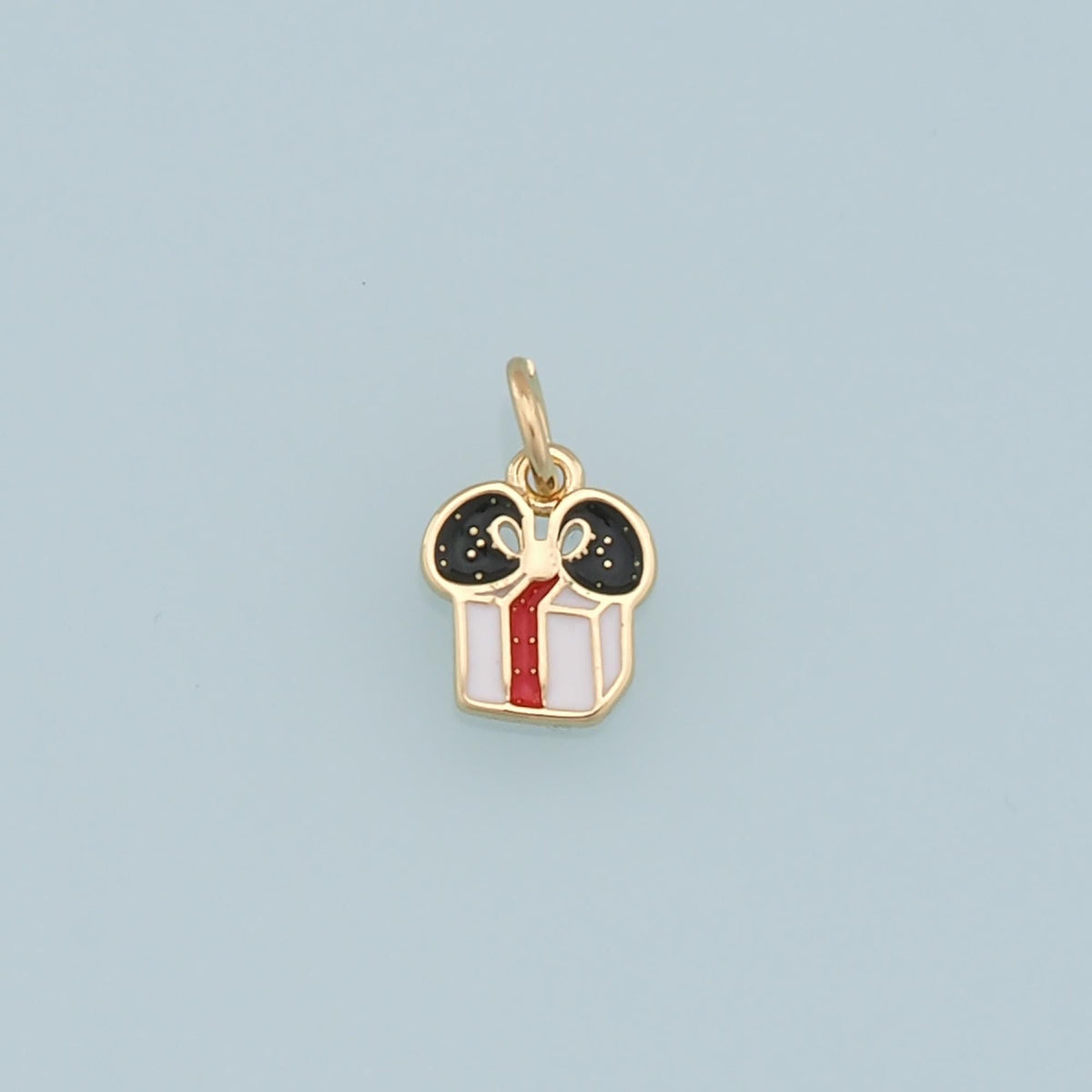 Gold Christmas Charms,18K Gold Filled Enamel Christmas Presents Pendant Charm Bracelet Necklace for DIY Jewelry Making Supply