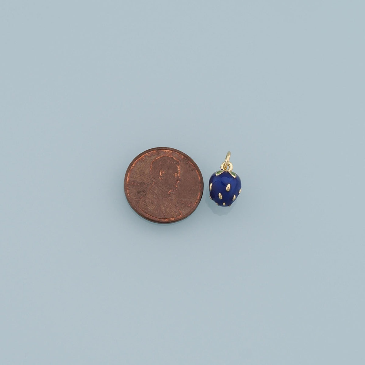 Gold Blue strawberry Charms,18K Gold Filled Enamel strawberry Pendant,Fruit Charm Bracelet Necklace for DIY Jewelry Making Su