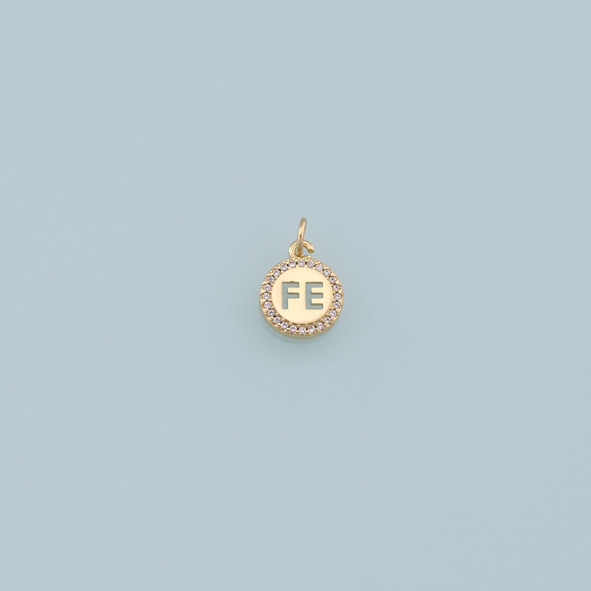 Gold Fe Charms,18K Gold Filled Round Pendant,Fe Charm Bracelet Necklace for DIY Jewelry Making Supply
