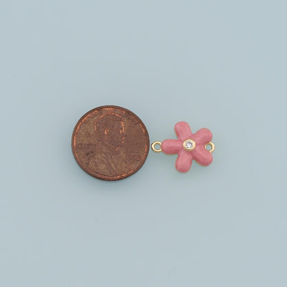 18K Gold Filled Flower Enamel Charm Pendant for Jewelry Making