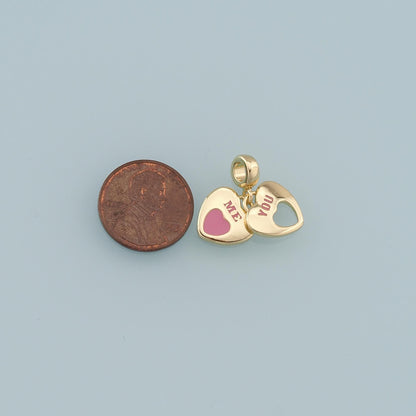 Gold Heart Charms,18K Gold Filled Heart Pendant,Heart Charm Bracelet Necklace for DIY Jewelry Making Supply