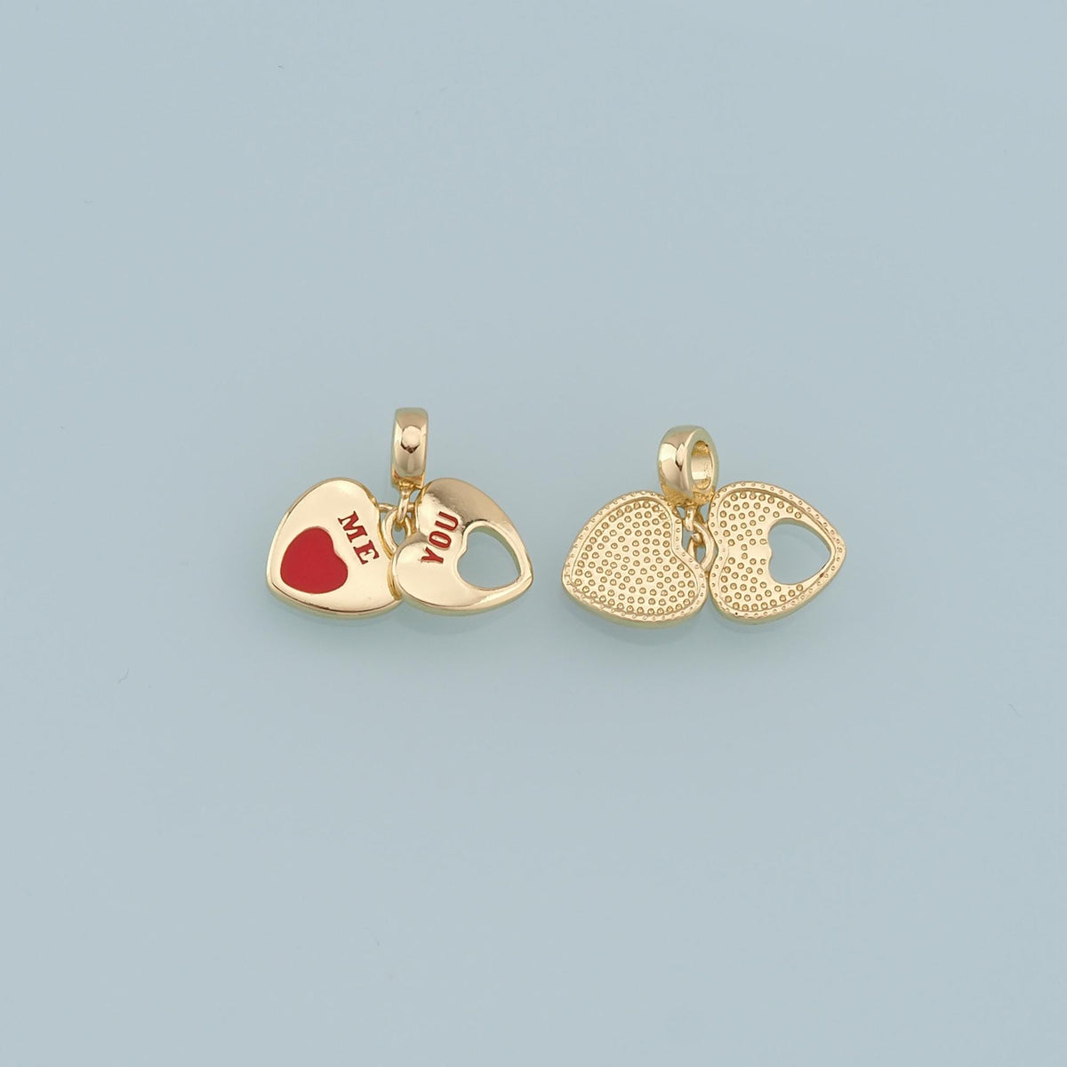 Gold Heart Charms,18K Gold Filled Heart Pendant,Heart Charm Bracelet Necklace for DIY Jewelry Making Supply