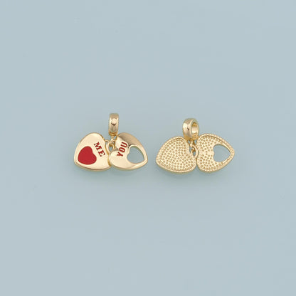 Gold Heart Charms,18K Gold Filled Heart Pendant,Heart Charm Bracelet Necklace for DIY Jewelry Making Supply