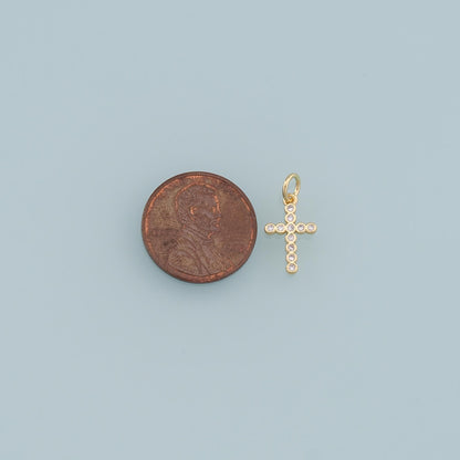 Gold Cross Charms,18K Gold Filled Cross Pendant,CZ Cross Charm Bracelet Necklace for DIY Jewelry Making Supply
