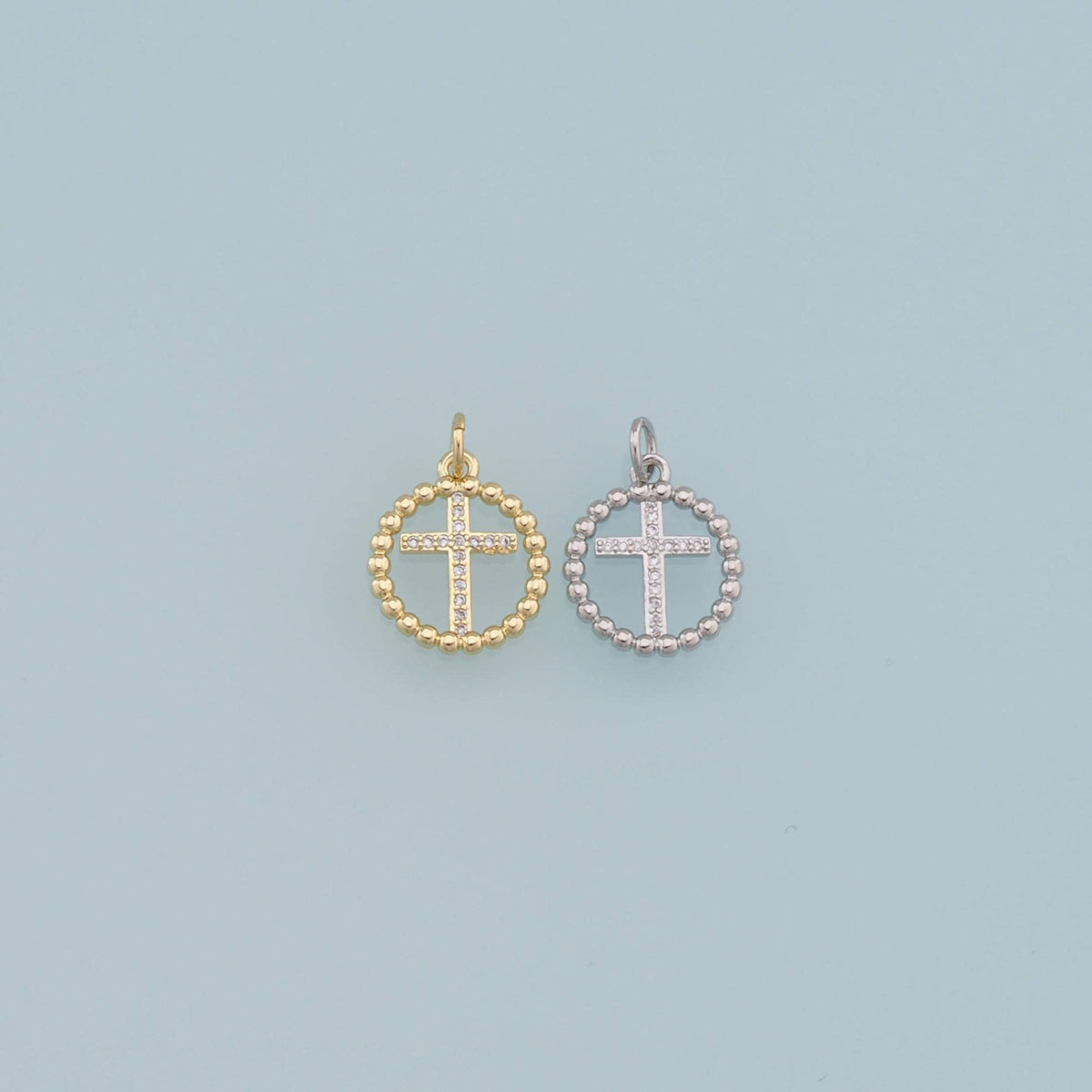 Gold Cross Charms,18K Gold Filled Cross Pendant,CZ Cross Charm Bracelet Necklace for DIY Jewelry Making Supply