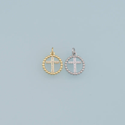 Gold Cross Charms,18K Gold Filled Cross Pendant,CZ Cross Charm Bracelet Necklace for DIY Jewelry Making Supply