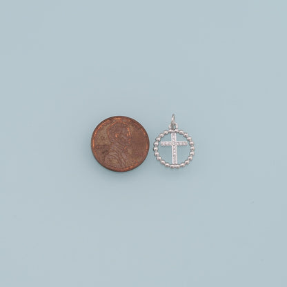 18K Gold Filled Cross CZ Charm Pendant for Jewelry Making