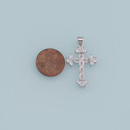 18K Gold Filled Cross CZ Charm Pendant for Jewelry Making
