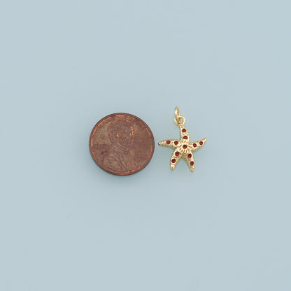 Gold Starfish Charms,18K Gold Filled Sea Star Pendant,Starfish Charm Bracelet Necklace for DIY Jewelry Making Supply