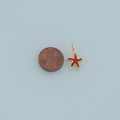 Gold Starfish Charms,18K Gold Filled Sea Star Pendant,Starfish Charm Bracelet Necklace for DIY Jewelry Making Supply