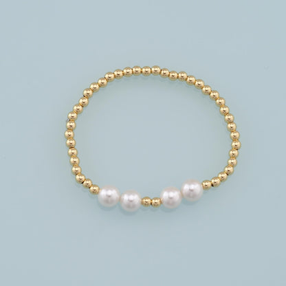 Gold Beaded Bracelet,18K Gold Filled Pearl Bracelet,Half-finished Adjustable Bracelet,Semi Finished Bracelets,Bracelets for J