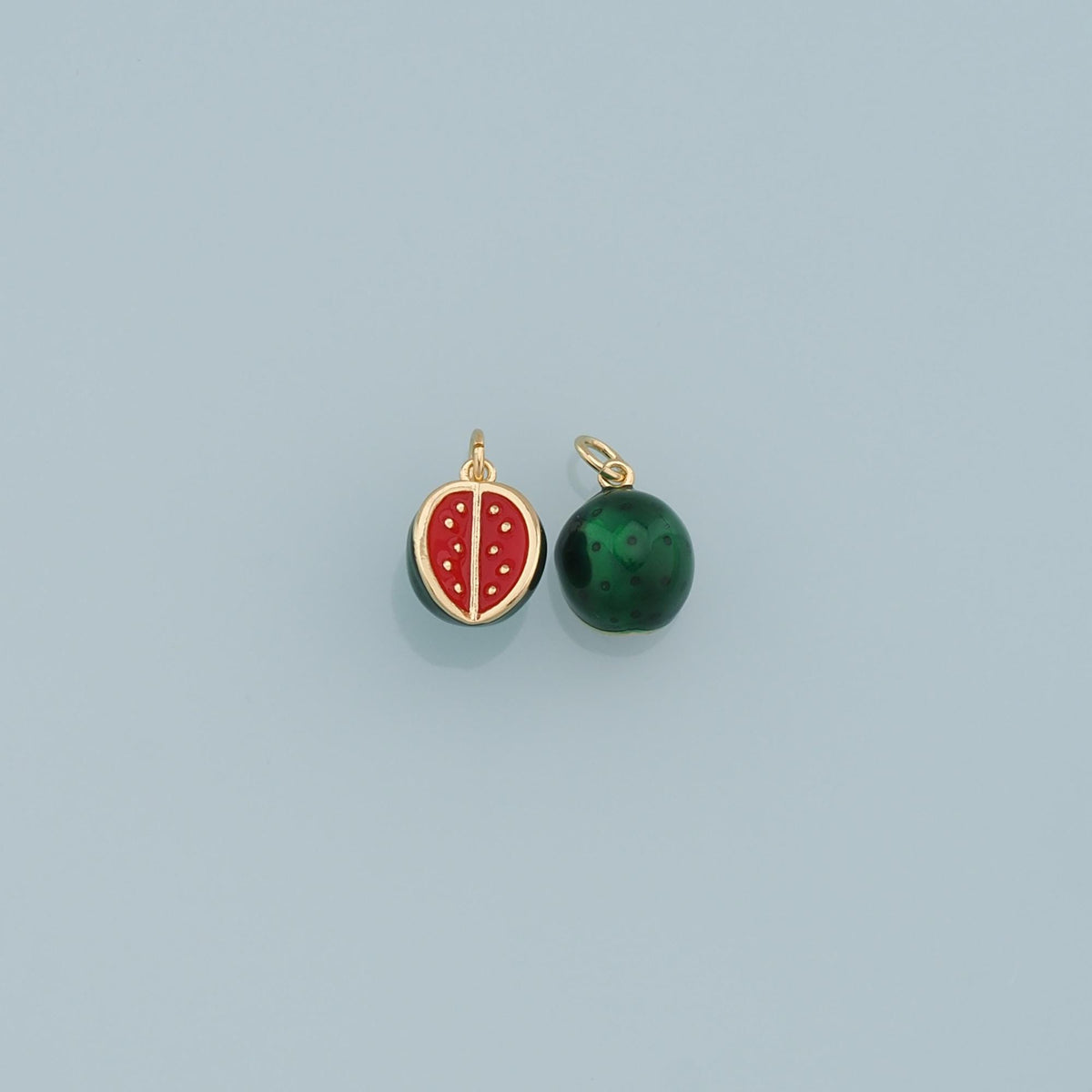 Cartoon Watermelon Charms,18K Gold Filled Enamel Watermelon Pendant,Kawaii Charm Bracelet Necklace for DIY Jewelry Making Sup
