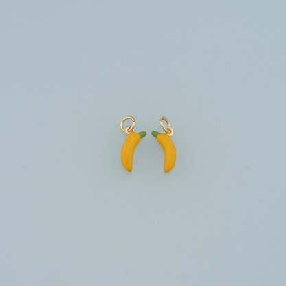 Gold Banana Charms,18K Gold Filled Enamel Banana Pendant,Kawaii Charm Bracelet Necklace for DIY Jewelry Making Supply
