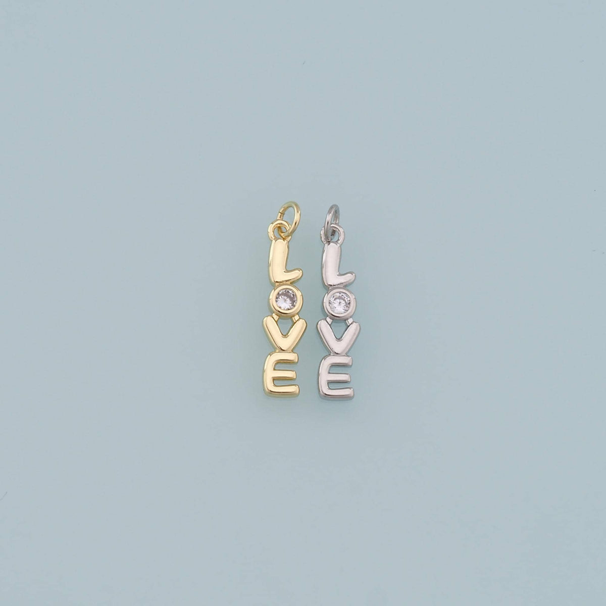 Gold letter Charms,18K Gold Filled Love Pendant,Love Charm Bracelet Necklace for DIY Jewelry Making Supply