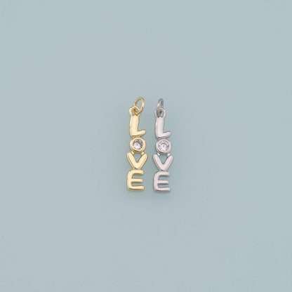 Gold letter Charms,18K Gold Filled Love Pendant,Love Charm Bracelet Necklace for DIY Jewelry Making Supply