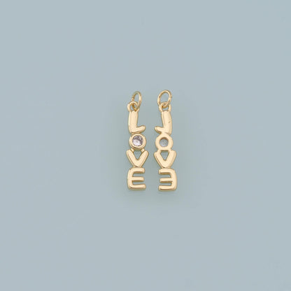 Gold letter Charms,18K Gold Filled Love Pendant,Love Charm Bracelet Necklace for DIY Jewelry Making Supply