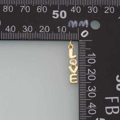 Gold letter Charms,18K Gold Filled Love Pendant,Love Charm Bracelet Necklace for DIY Jewelry Making Supply