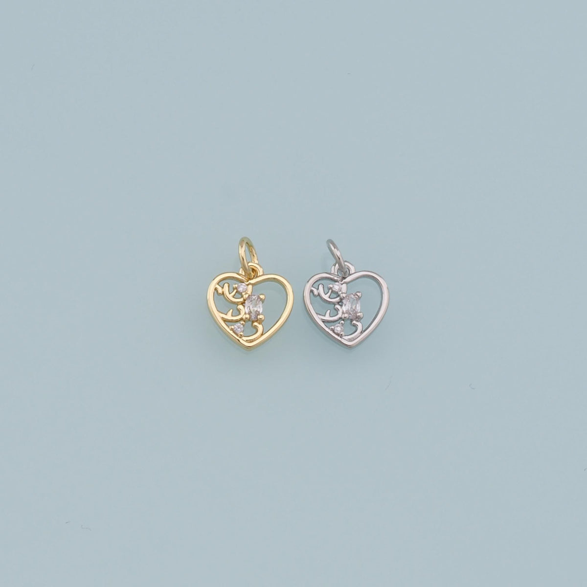 Gold Heart Charms,18K Gold Filled Heart Pendant,Heart Charm Bracelet Necklace for DIY Jewelry Making Supply