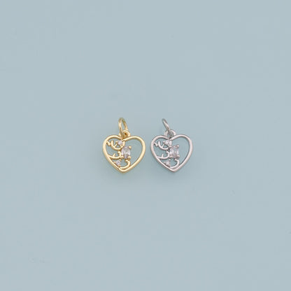 Gold Heart Charms,18K Gold Filled Heart Pendant,Heart Charm Bracelet Necklace for DIY Jewelry Making Supply