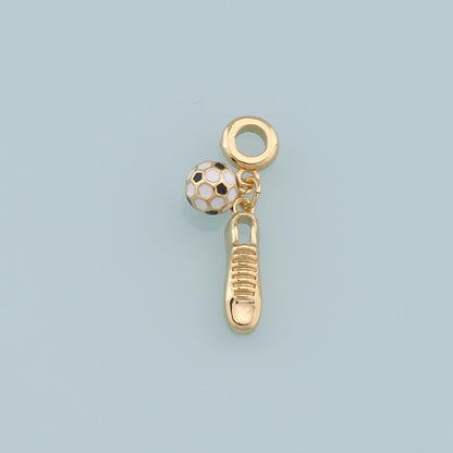 Gold Football Charms,18K Gold Filled Football Pendant,Soccer Shoes Charm Bracelet Necklace for DIY Jewelry Making Supply