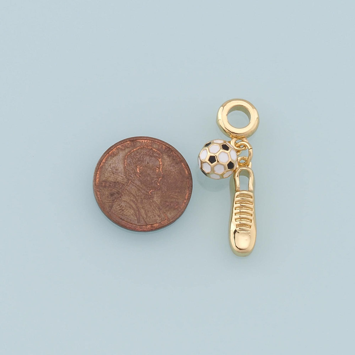 Gold Football Charms,18K Gold Filled Football Pendant,Soccer Shoes Charm Bracelet Necklace for DIY Jewelry Making Supply