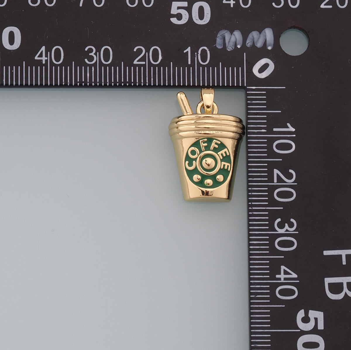 Gold cup Charms,18K Gold Filled cup Pendant,coffee cup Charm Bracelet Necklace for DIY Jewelry Making Supply