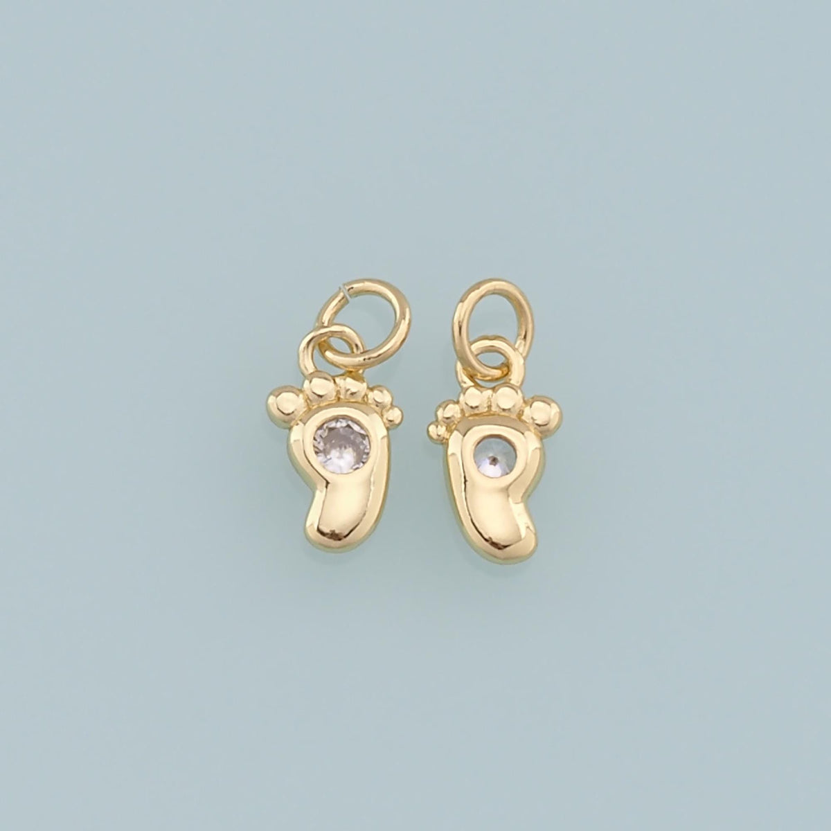 Gold Footprint Charms,18K Gold Filled Footprint Pendant,CZ Micro Pave Footprint Charm Bracelet Necklace for DIY Jewelry Makin