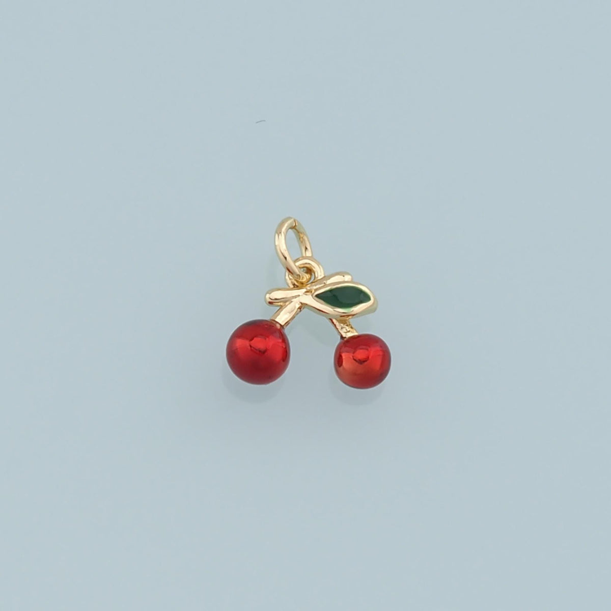 Gold Cherry Charms,18K Gold Filled Cherry Pendant,Fruit Charm Bracelet Necklace for DIY Jewelry Making Supply