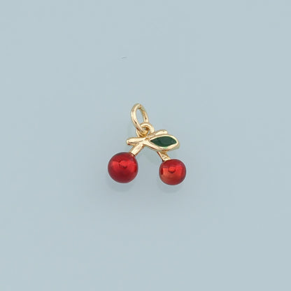 Gold Cherry Charms,18K Gold Filled Cherry Pendant,Fruit Charm Bracelet Necklace for DIY Jewelry Making Supply