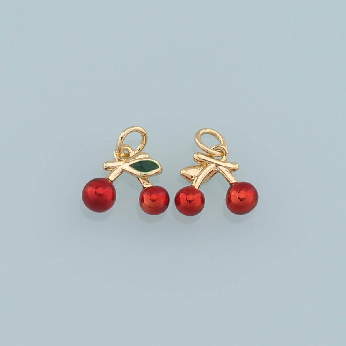 Gold Cherry Charms,18K Gold Filled Cherry Pendant,Fruit Charm Bracelet Necklace for DIY Jewelry Making Supply