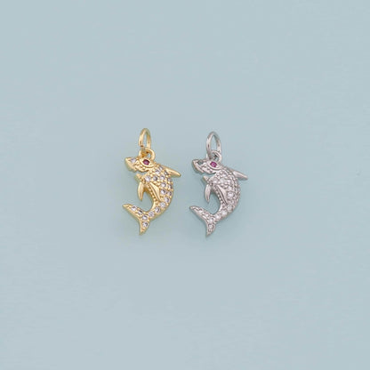 Gold shark Charms,18K Gold Filled shark Pendant,Silver shark Charm Bracelet Necklace for DIY Jewelry Making Supply
