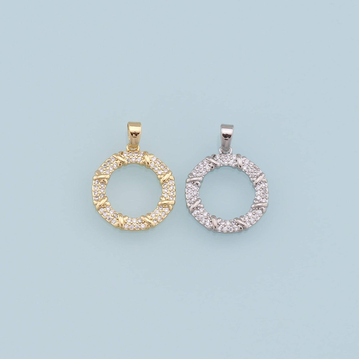 18K Gold Filled Hand CZ Charm Pendant for Jewelry Making