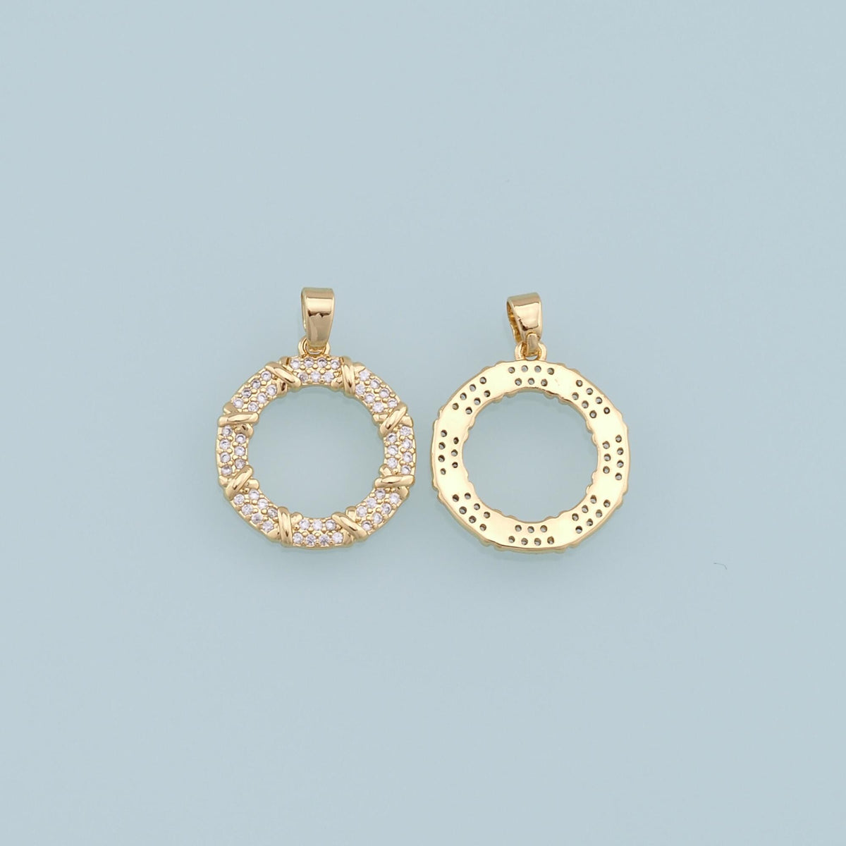 18K Gold Filled Hand CZ Charm Pendant for Jewelry Making