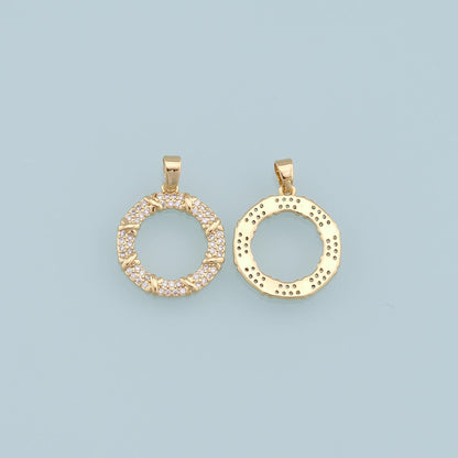 Gold Round Charms,18K Gold Filled CZ Round Pendant,Silver geometry Charm Bracelet Necklace for DIY Jewelry Making Supply