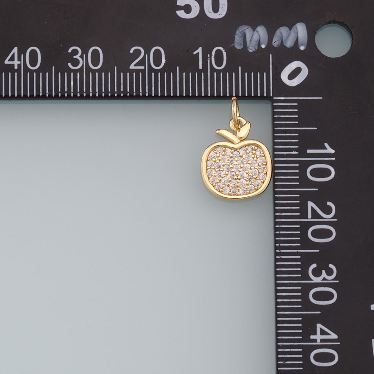 18K Gold Filled Apple CZ Charm Pendant for Jewelry Making