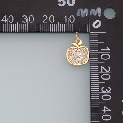 18K Gold Filled Apple CZ Charm Pendant for Jewelry Making