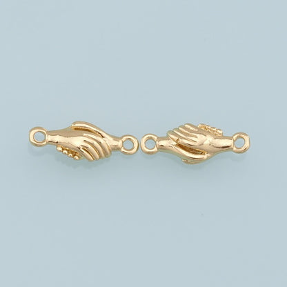 Gold Shake Hand Charms,18K Gold Filled Gesture Pendant,Friendship Charm Bracelet Necklace for DIY Jewelry Making Supply