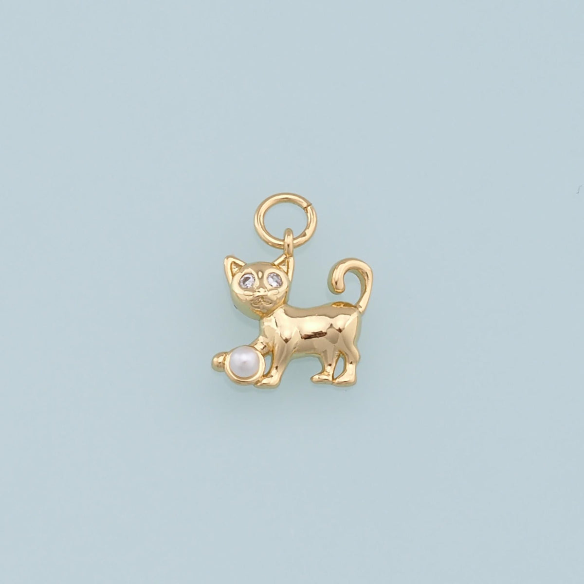 Gold Cat Charms,18K Gold Filled Cat Pendant,Cute Cat Charm Bracelet Necklace for DIY Jewelry Making Supply