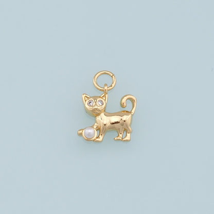 Gold Cat Charms,18K Gold Filled Cat Pendant,Cute Cat Charm Bracelet Necklace for DIY Jewelry Making Supply