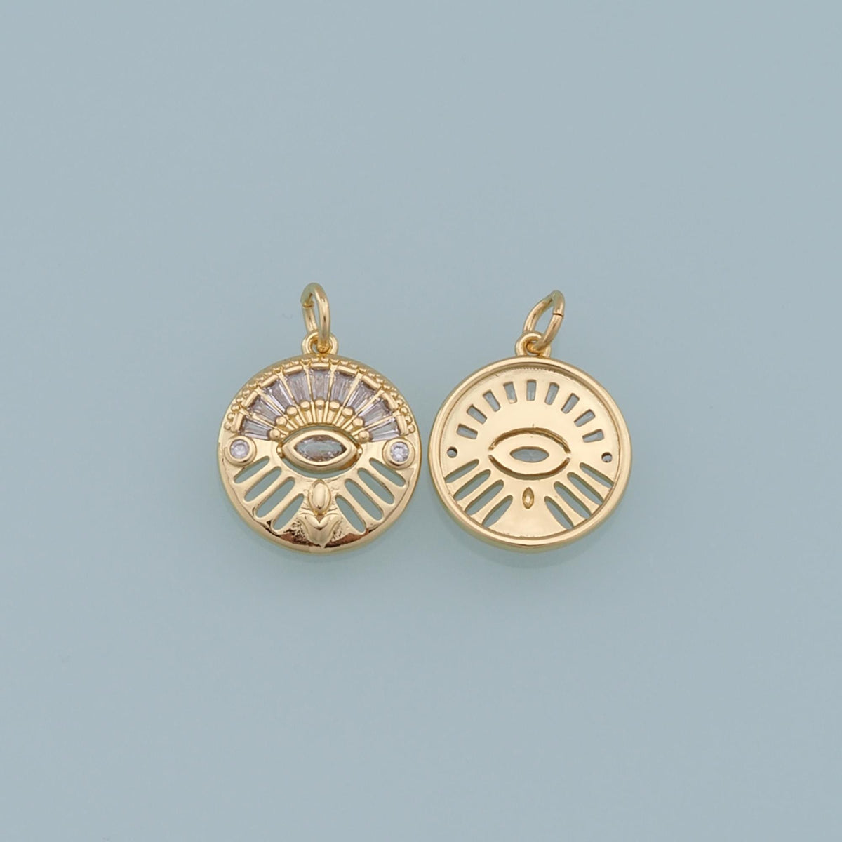 18K Gold Filled Evil Eye Charm Pendant for Jewelry Making