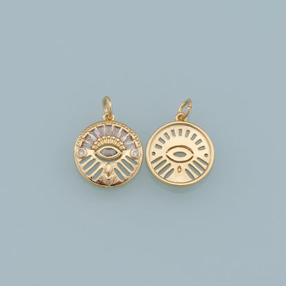 18K Gold Filled Evil Eye Charm Pendant for Jewelry Making
