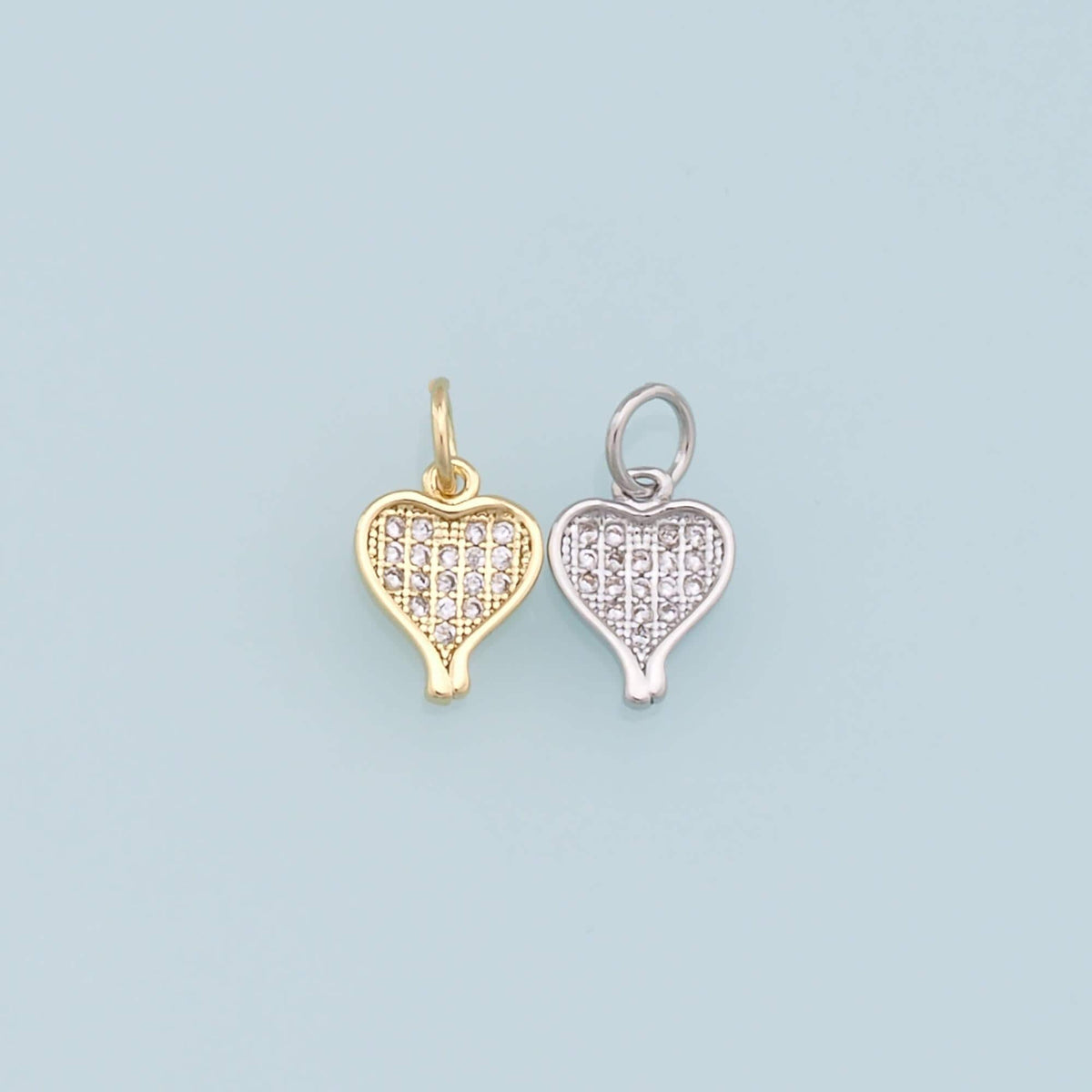 Gold Heart Charms,18K Gold Filled CZ Heart Pendant,Tiny Heart Charm Bracelet Necklace for DIY Jewelry Making Supply