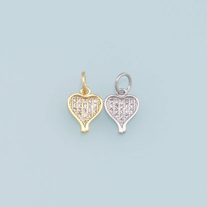 Gold Heart Charms,18K Gold Filled CZ Heart Pendant,Tiny Heart Charm Bracelet Necklace for DIY Jewelry Making Supply
