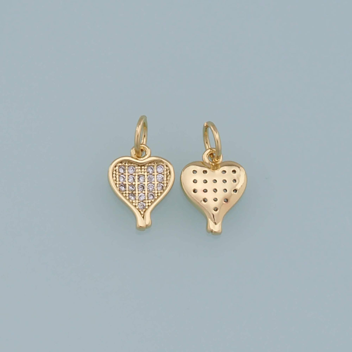 Gold Heart Charms,18K Gold Filled CZ Heart Pendant,Tiny Heart Charm Bracelet Necklace for DIY Jewelry Making Supply
