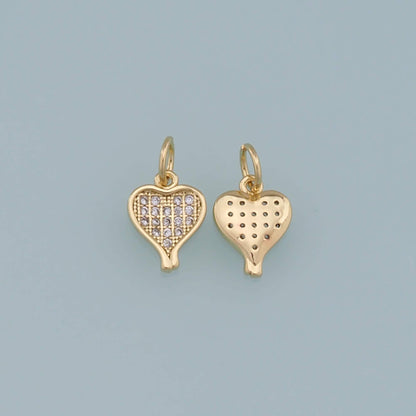 Gold Heart Charms,18K Gold Filled CZ Heart Pendant,Tiny Heart Charm Bracelet Necklace for DIY Jewelry Making Supply